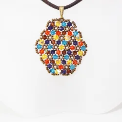 Pendant 30cm - Xochitl Oval-Chocolate Suedine - Pendant 30cm - Laiton bronze